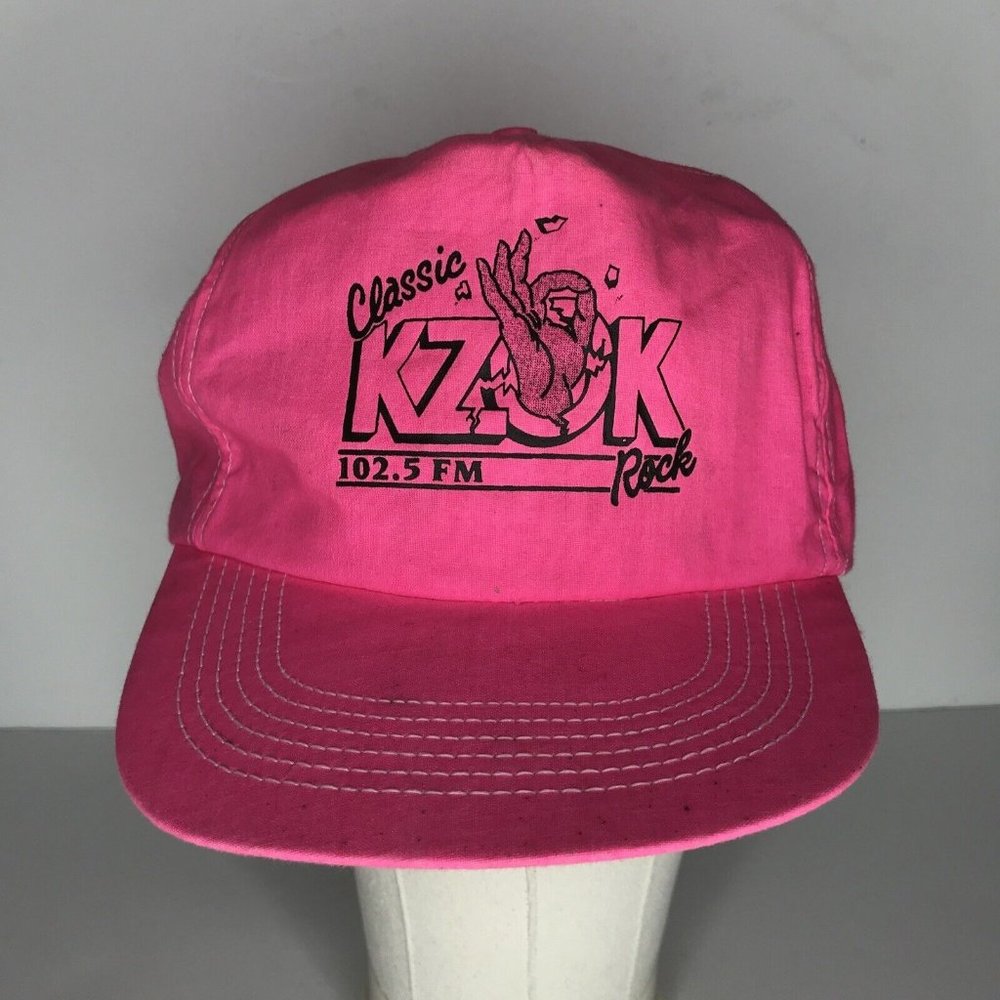 Vintage KZOK 102.5 Seattle Radio Neon Pink Snapback USA Hat